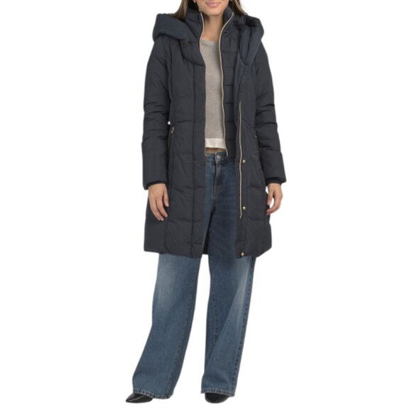 COLE HAAN Navy Midlength Down Fill Heavy Puffer Coat - Picture 1 of 3